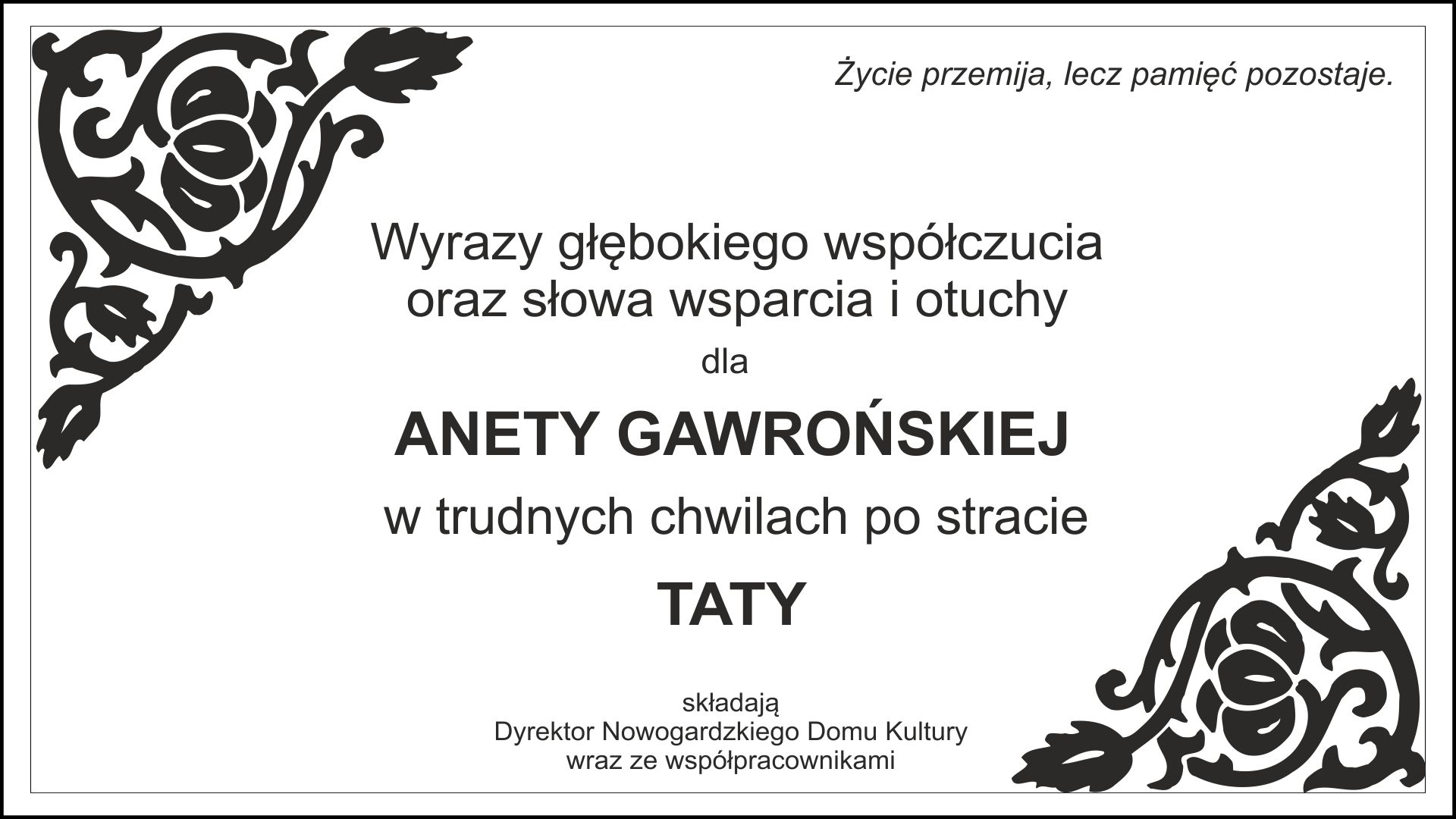 KONDOLENCJE 